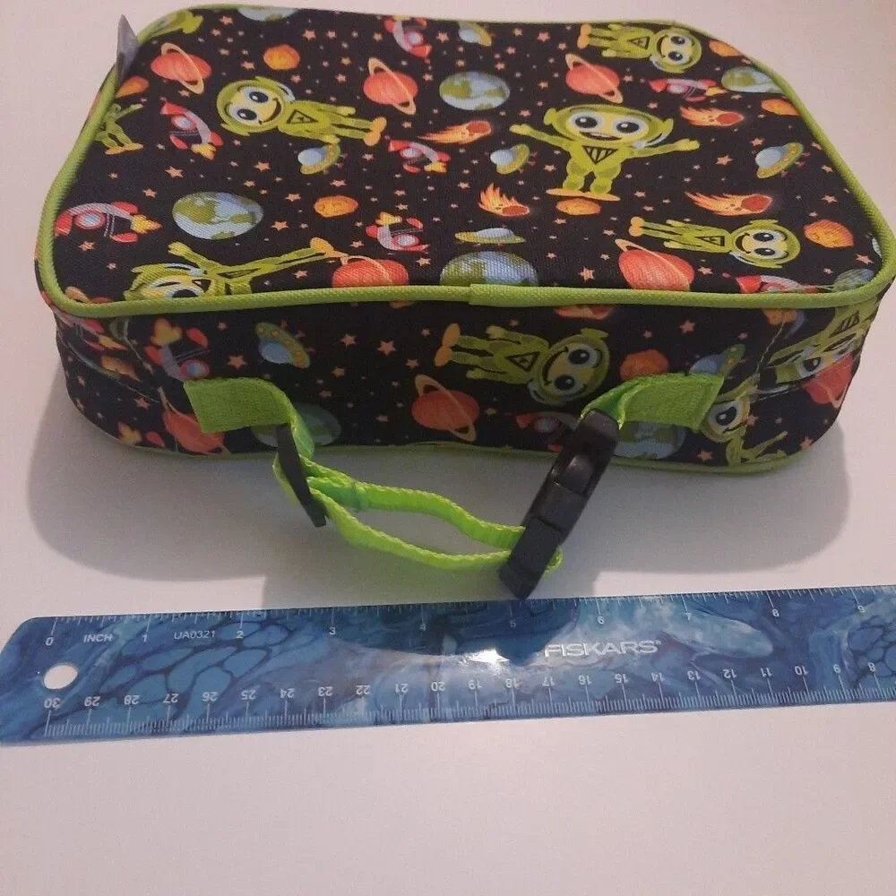 Bentology Alien Planets Lunch Box – Space Design Dual Zipper Navy Green Box Only